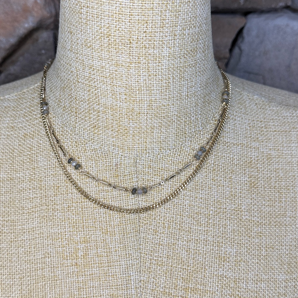 New🌟Free People-Elegant Gold and Blue and Cream Beaded Necklace